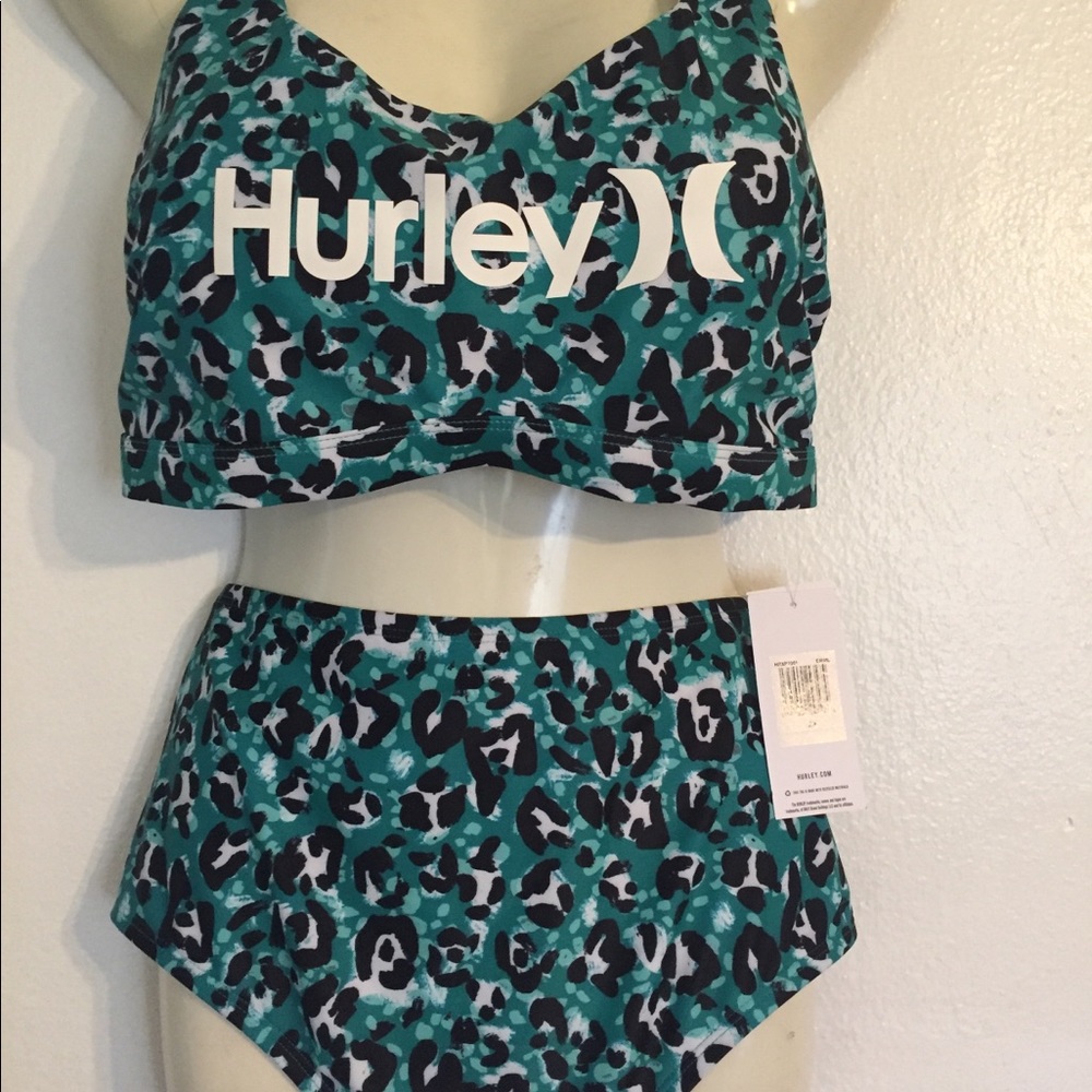 Hurley Bikini Women's 2 piece high waisted bikini set Swimsuit Plus Size 2X NWT